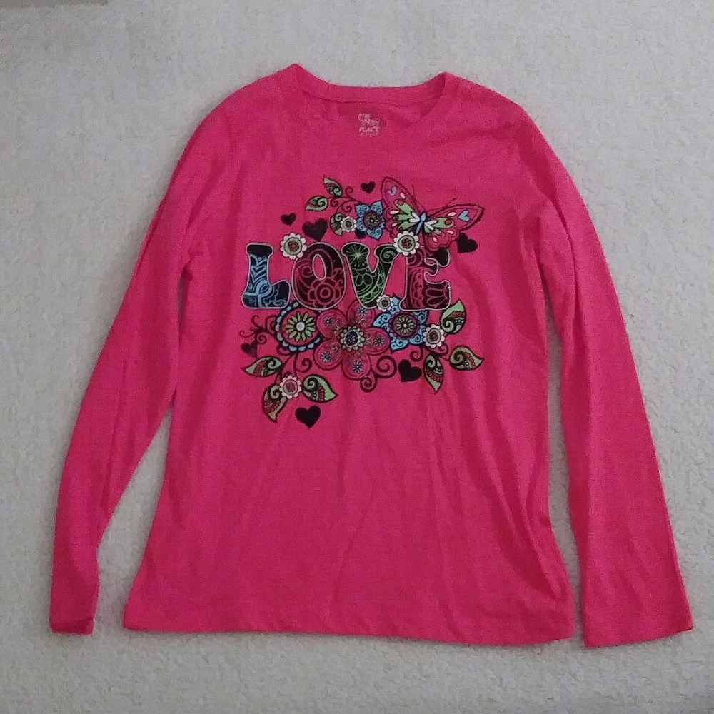 Long Sleeve LOVE Pink Butterfly Shirt